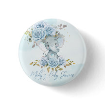Baby blue Blommigt Cute Elephant Boy Shower