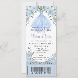 Baby blue Blommigt Gown Dress Quinceañera VIP Bilj Inbjudningar