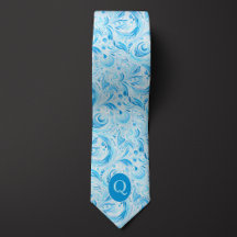 Baby blue Blommigt Monogram Neck Tie