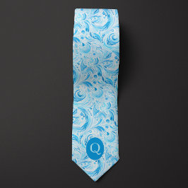Baby blue Blommigt Monogram Neck Tie Slips