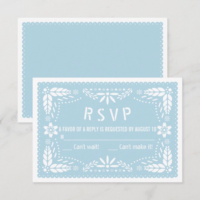 Baby blue blommigt papel picado babydusch OSA kort (Fram/baksida)