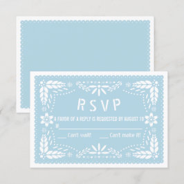 Baby blue blommigt papel picado babydusch OSA kort