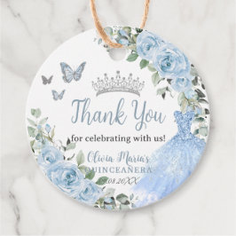 Baby blue Blommigt Princess Dress Silver Quinceañe Gåvor Etiketter