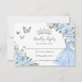 Baby blue Blommigt Princess Dress Silver Quinceañe OSA Kort