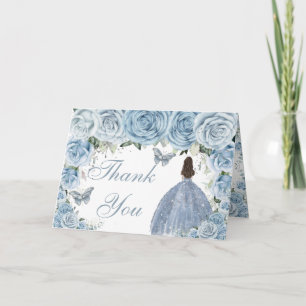 Baby blue Blommigt Quinceañera Birthday Princess Tack Kort