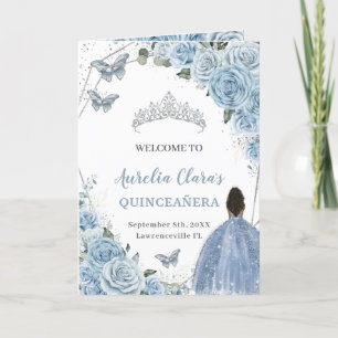 Baby blue Blommigt Quinceanera Brown Princess Even Program