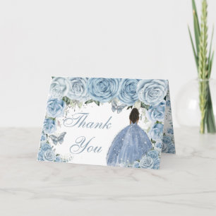 Baby blue Blommigt Quinceañera Brown Princess Tack Kort