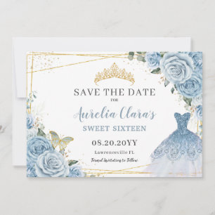 Baby blue Blommigt Quinceanera Sweet sixteen Dress Spara Datumet