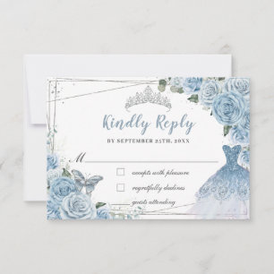 Baby blue Blommigt Ro Quinceañera Butterfly Dress OSA Kort