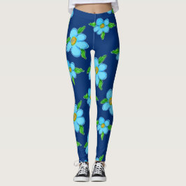 Baby blue Blommigtens bindningar Leggings
