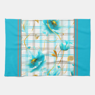 Baby blue blommor på en belagd bakgrund kökshandduk