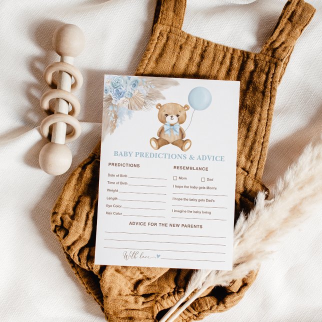 Baby blue Boho Nalle Predictions Advice Card Inbjudningar (Skapare uppladdad)