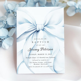 Baby blue Bow Baptism-inbjudan Inbjudningar