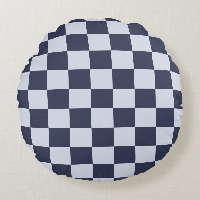 Baby blue Boy Geometric Square Mönster Quilt Rund Kudde (Framsidan)