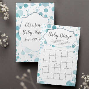 Baby blue Boy Shower Bingo, Party Activity Game