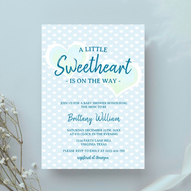 Baby Blue Boy Valentiness Baby Shower Inbjudningar (Skapare uppladdad)