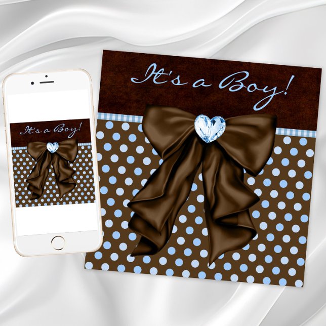 Baby blue brun Pojke Shower Inbjudningar (Baby Blue Brown Baby Shower Invitation. Instant download and printed invitations available.)