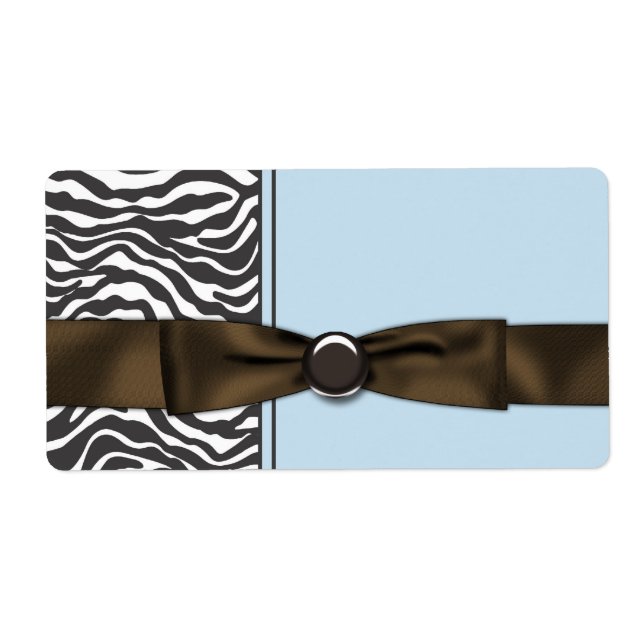 Baby Blue Bruna Zebra Vattenflaska Etiketter Fraktsedel (Framsidan)