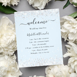 Baby blue budgetprogrammet silver bröllop flygblad