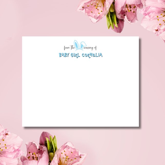 Baby Blue Bunny Ears Nursery Stationery Note Card Inbjudningar (Skapare uppladdad)