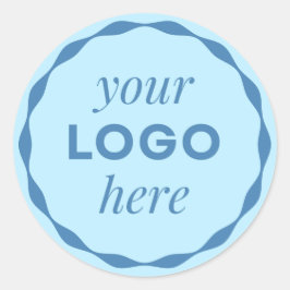 Baby Blue Business Logotyp Scalloped Cirkulär Klis Runt Klistermärke