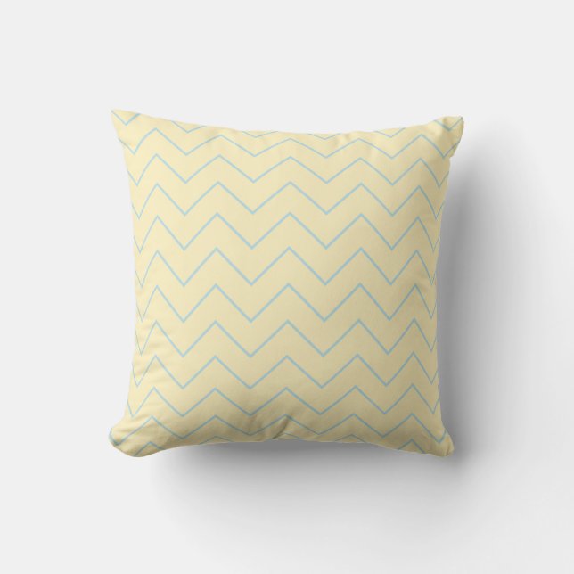 Baby Blue Chevron Buttercream Yellow Throw Pillow Kudde (Framsida)
