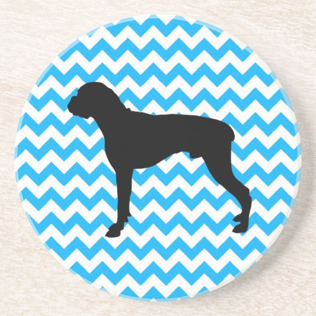 baby blue Chevron med Boxer Silhouette Underlägg Sandsten (Framsidan)