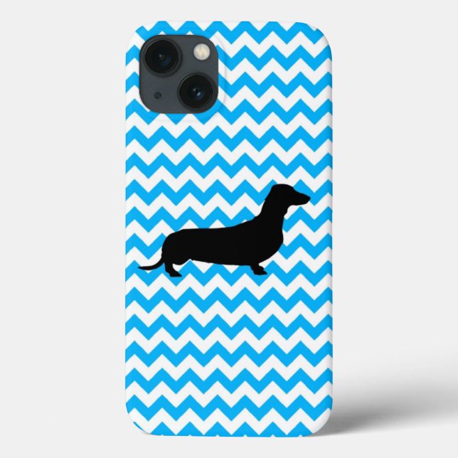 Baby blue Chevron med Dachshund Silhouette (Baksida)