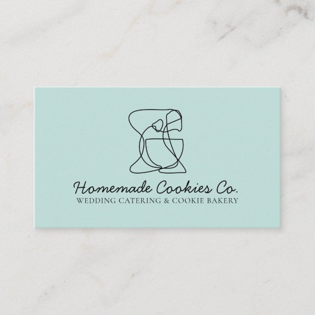 Baby Blue Chic Enkel Hemlagad Mat Bageri Visitkort (Framsida)