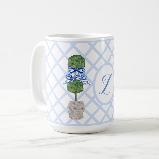 Baby blue Chinoiserie Ginger Burk Burk Topiary  Kaffemugg (Framsida vänster)