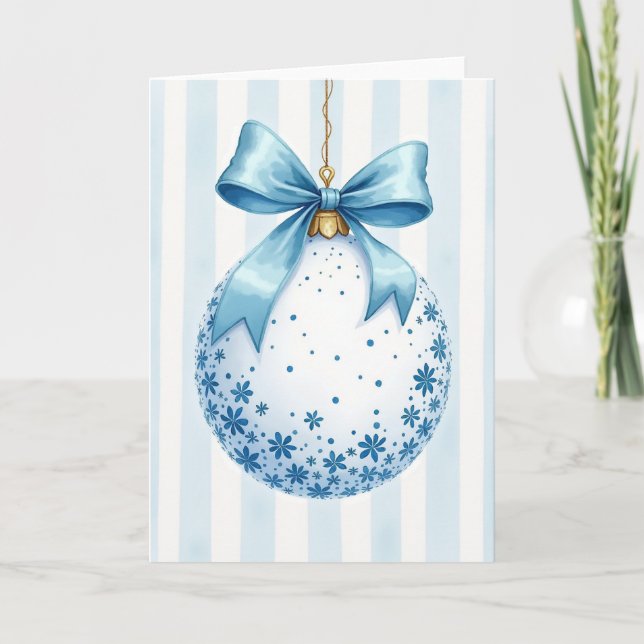 Baby Blue Christmas Ornament Card Kort (Framsida)