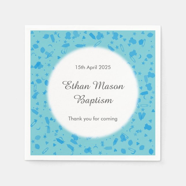 Baby blue Confetti Baptism Christening Pappersservett (Framsidan)