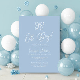 Baby Blue Coquette Bow Babypojke Bebisdopp Inbjudningar