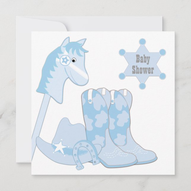 Baby Blue Cowboy Baby Shower Inbjudningar (Framsida)