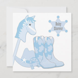 Baby Blue Cowboy Baby Shower Inbjudningar