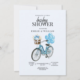 Baby Blue cykel baby shower inbjudan, Det är en po Inbjudningar
