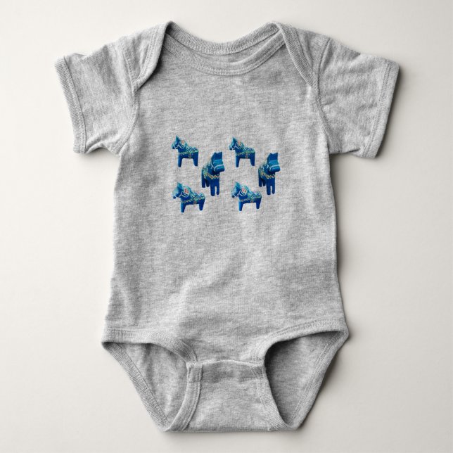 Baby blue Dala Horse Body Kostym Tee Shirt (Framsida)