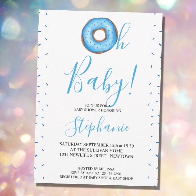 Baby blue Donut Boy's Baby Shower-inbjudan Inbjudningar (Skapare uppladdad)