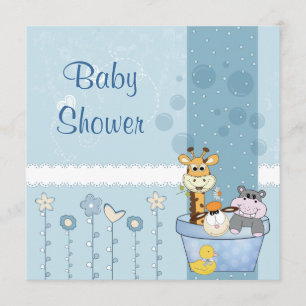 Baby blue dörrar Djuren Blommor Babyskor Inbjudningar