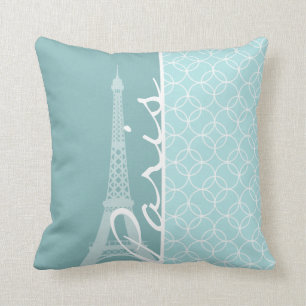 Baby blue Eiffel torn; Paris Kudde