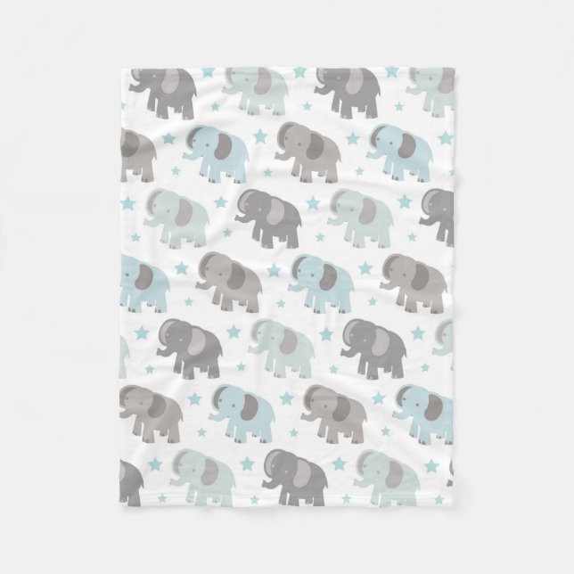 Baby blue elefant fleecefilt (Framsidan)