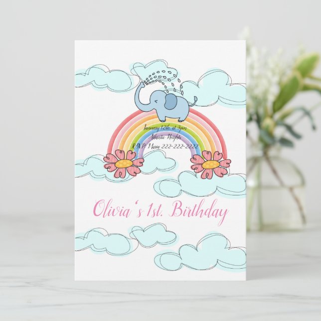Baby blue elefant för inbjudan till grattis på föd (Stående Fram)