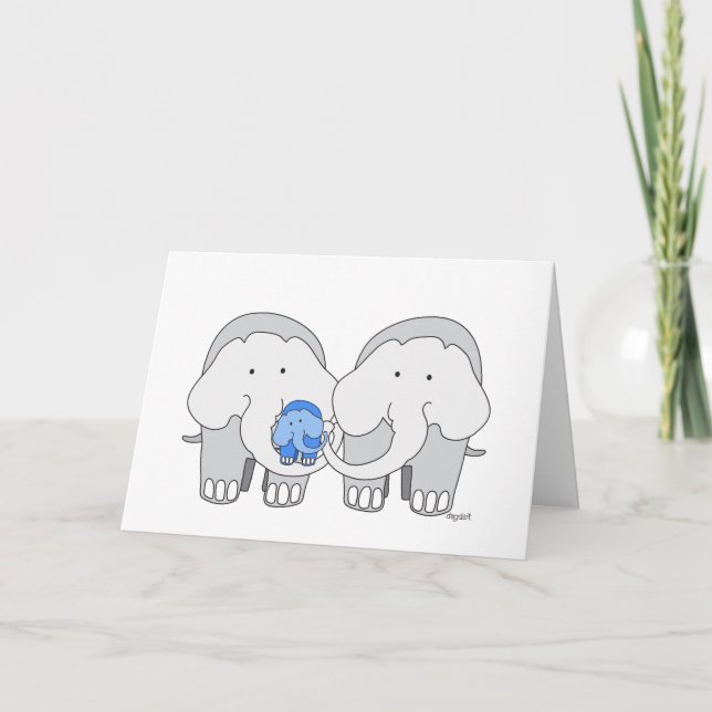 Baby Blue Elefant Kort (Framsida)