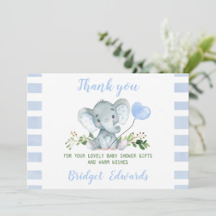 Baby blue elefant-Tack-babyvykort Inbjudningar
