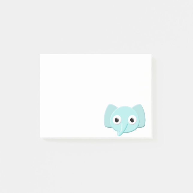 Baby Blue Elefant Teckning Post-it Block (Framsida)