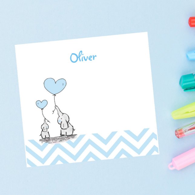 Baby blue Elephant Personlig Pojke Post-it Block (Skapare uppladdad)