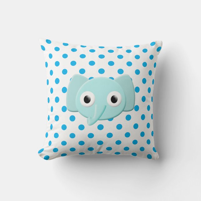Baby blue Elephant Polka dots Kudde (Framsida)