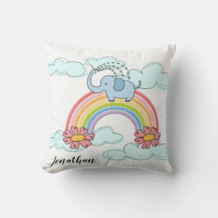 Baby blue Elephant Rainbow Clouds Dekorativ kudde