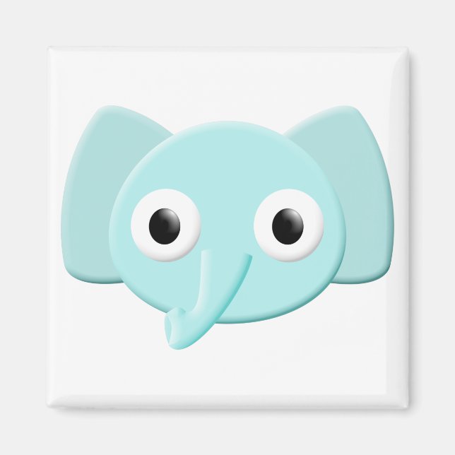 Baby blue Elephant Teckning Magnet (Framsidan)