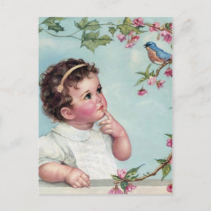 Baby blue fåglar vykort